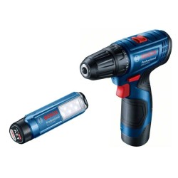 BOSCH.WKRĘTARKA GSR 120-LI 2x2,0Ah 30/14Nm +LAMPA GLI 12V-300 WALIZKA