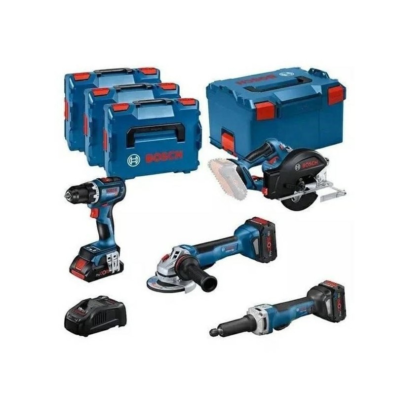 BOSCH.ZESTAW COMBO 18V (GSR 18V-90C +GWS 18V-15 PSC +GKM 18V-50 +GGS 18V-23 PLC) 1xPC4,0Ah 2xPC5,5Ah …