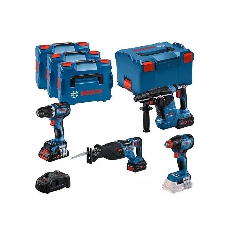 BOSCH.ZESTAW COMBO 18V (GSR 18V-90C +GDX 18V-210C +GBH 18V-24C +GSA 18V-28) 1xPC4,0Ah 2xPC5,5Ah …