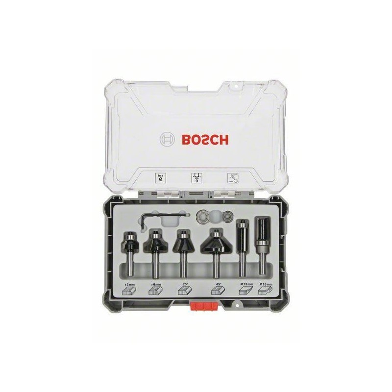 BOSCH ZESTAW FREZÓW 6szt. UCHWYT 8mm TRIM & EDGING