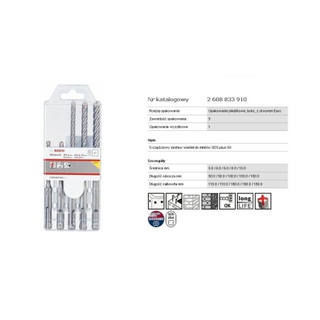 BOSCH WIERTŁO SDS PLUS-5X KPL. 5szt. 5/6/6/8/10x110/160mm