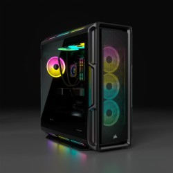 Korsarz | Inteligentna obudowa ze szkła hartowanego | iCUE 5000T RGB | Szyba boczna | Czarny | Wieża środkowa | Zasilacz w
