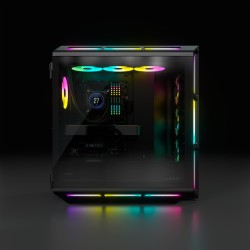 Korsarz | Inteligentna obudowa ze szkła hartowanego | iCUE 5000T RGB | Szyba boczna | Czarny | Wieża środkowa | Zasilacz w