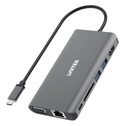 UNITEK uHUB O8+ Przewodowa USB 3.2 Gen 1 (3.1 Gen 1) Type-C Szary