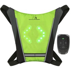 Plecak z sygnalizatorem LED Maclean, z pilotem, MCE420 baterie Lithum 3.7V 500mAh, 2xCR2032, wodoodporność: pilot IPx5, plecak I
