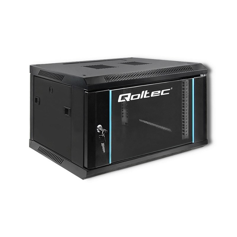 Qoltec Szafa RACK 19" | 6U | 600 x 370 x 450 | Czarna | Wisząca