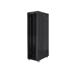Szafa instalacyjna rack stojąca 19" 47U 800x1200 czarna drzwi szklane LCD Lanberg (Flat Pack) V2