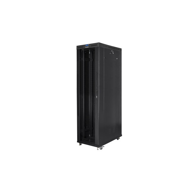 Szafa instalacyjna rack stojąca 19" 47U 800x1200 czarna drzwi szklane LCD Lanberg (Flat Pack) V2
