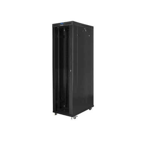 Szafa instalacyjna rack stojąca 19" 47U 800x1200 czarna drzwi szklane LCD Lanberg (Flat Pack) V2
