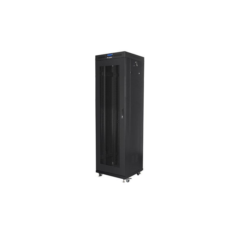 SZAFA INSTALACYJNA RACK STOJĄCA 19" 42U 600X600 CZARNA DRZWI PERFOROWANE LCD LANBERG (FLAT PACK) V2