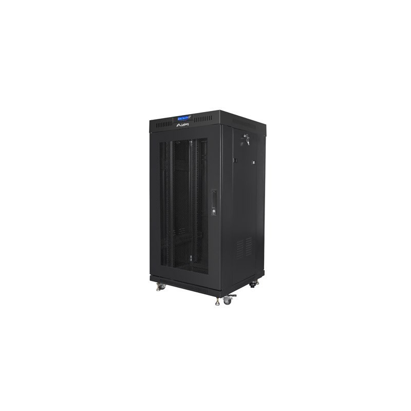 SZAFA INSTALACYJNA RACK STOJĄCA 19" 22U 600X600 CZARNA DRZWI PERFOROWANE LCD LANBERG (FLAT PACK) V2