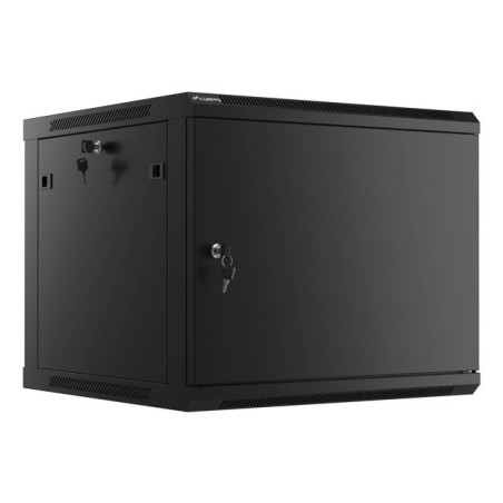 SZAFA INSTALACYJNA RACK WISZĄCA 19" 9U 600X600 CZARNA DRZWI METALOWE LANBERG (FLAT PACK)