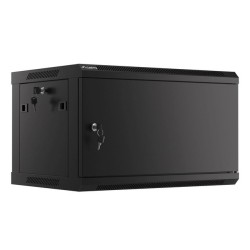 SZAFA INSTALACYJNA RACK WISZĄCA 19" 6U 600X450 CZARNA DRZWI METALOWE LANBERG (FLAT PACK)