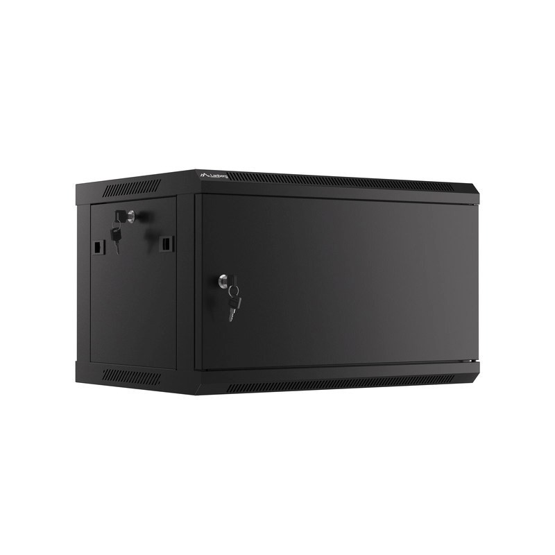 SZAFA INSTALACYJNA RACK WISZĄCA 19" 6U 600X450 CZARNA DRZWI METALOWE LANBERG (FLAT PACK)