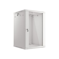 Lanberg :: Rack Cabinet 19? Wall-Mount 18U/600X600 (flat-pack) V2 Grey Glass door