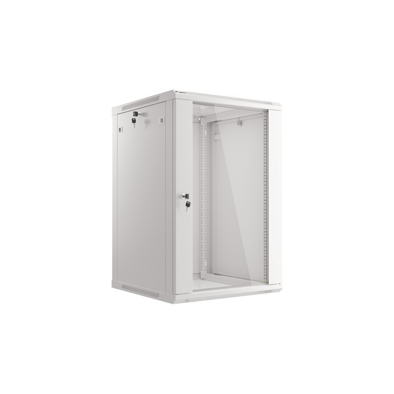 Lanberg :: Rack Cabinet 19? Wall-Mount 18U/600X600 (flat-pack) V2 Grey Glass door