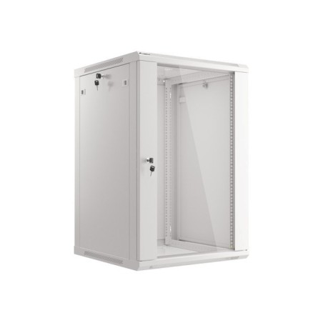 Lanberg :: Rack Cabinet 19? Wall-Mount 18U/600X600 (flat-pack) V2 Grey Glass door
