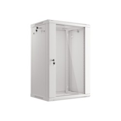 Lanberg :: Rack Cabinet 19? Wall-Mount 18U/600X450 (flat-pack) V2 Grey, Glass door