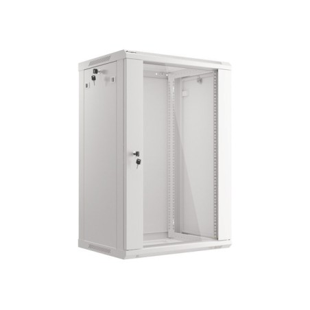 Lanberg :: Rack Cabinet 19? Wall-Mount 18U/600X450 (flat-pack) V2 Grey, Glass door