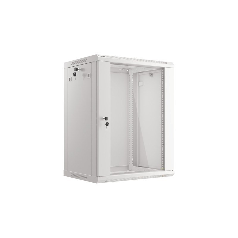 Lanberg :: Rack Cabinet 19? Wall-Mount 15U/600X450 (flat-pack) V2 Grey, Glass door