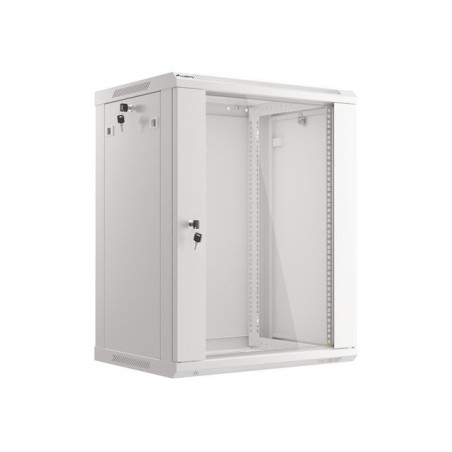 Lanberg :: Rack Cabinet 19? Wall-Mount 15U/600X450 (flat-pack) V2 Grey, Glass door