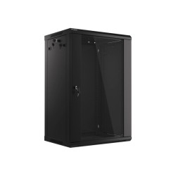 Lanberg :: Rack Cabinet 19? Wall-Mount 18U/600X450 (flat-pack) V2 Black, Glass door