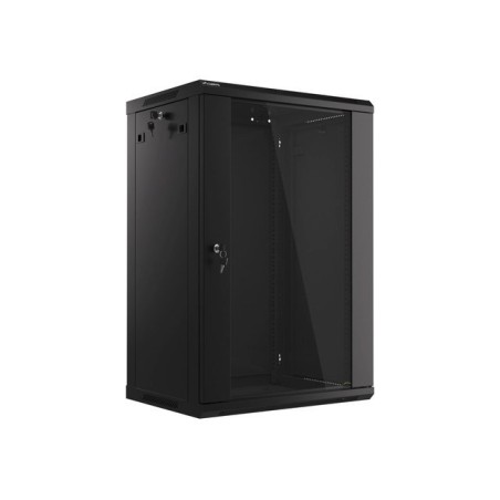 Lanberg :: Rack Cabinet 19? Wall-Mount 18U/600X450 (flat-pack) V2 Black, Glass door