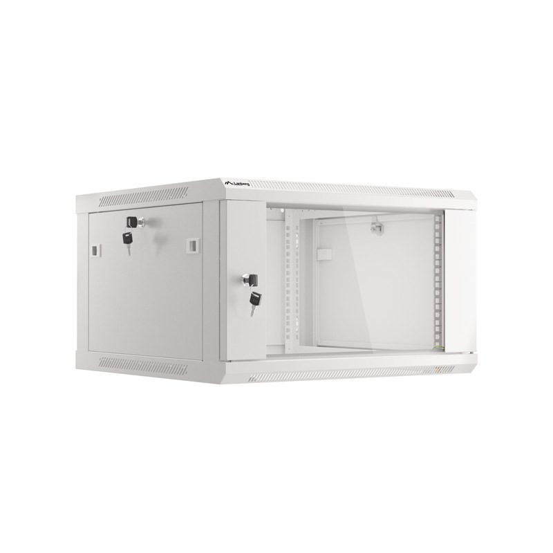 Lanberg :: Rack Cabinet 19? Wall-Mount 6U/600X600 (flat-pack) V2 Grey, Glass door