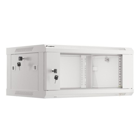 Lanberg :: Rack Cabinet 19? Wall-Mount 4U/600X450 (flat-pack) V2 Grey, Glass door
