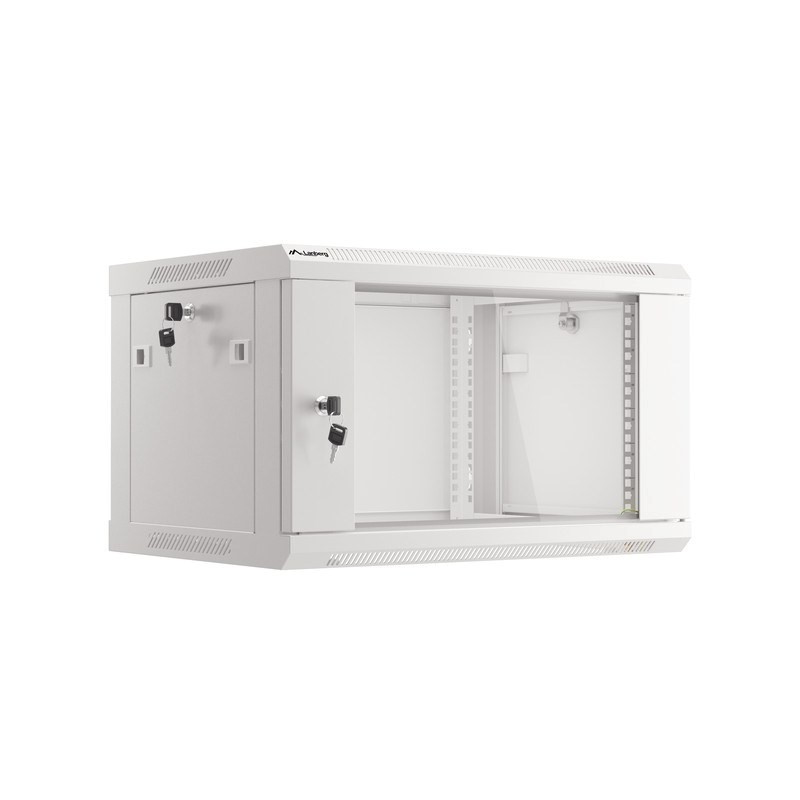 Lanberg :: Rack Cabinet 19? Wall-Mount 6U/600X450 (flat-pack) V2 Grey, Glass door