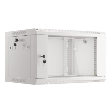 Lanberg :: Rack Cabinet 19? Wall-Mount 6U/600X450 (flat-pack) V2 Grey, Glass door