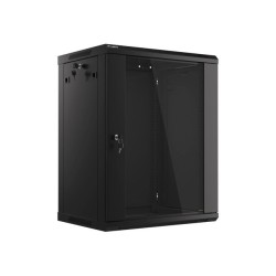 Lanberg Szafa rack 19 cali Wall-Mount 15U/600x450 V2 czarna, drzwi szklane
