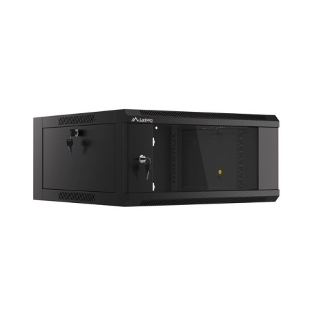 SZAFA INSTALACYJNA RACK WISZĄCA 19" 4U 600 SZYBKI MONTAŻ CZARNA LANBERG (FLAT PACK)