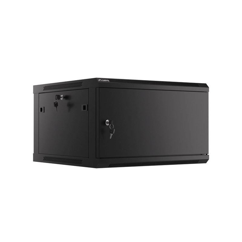 SZAFA INSTALACYJNA RACK WISZĄCA 19" 6U 600X600 CZARNA DRZWI METALOWE LANBERG (FLAT PACK)