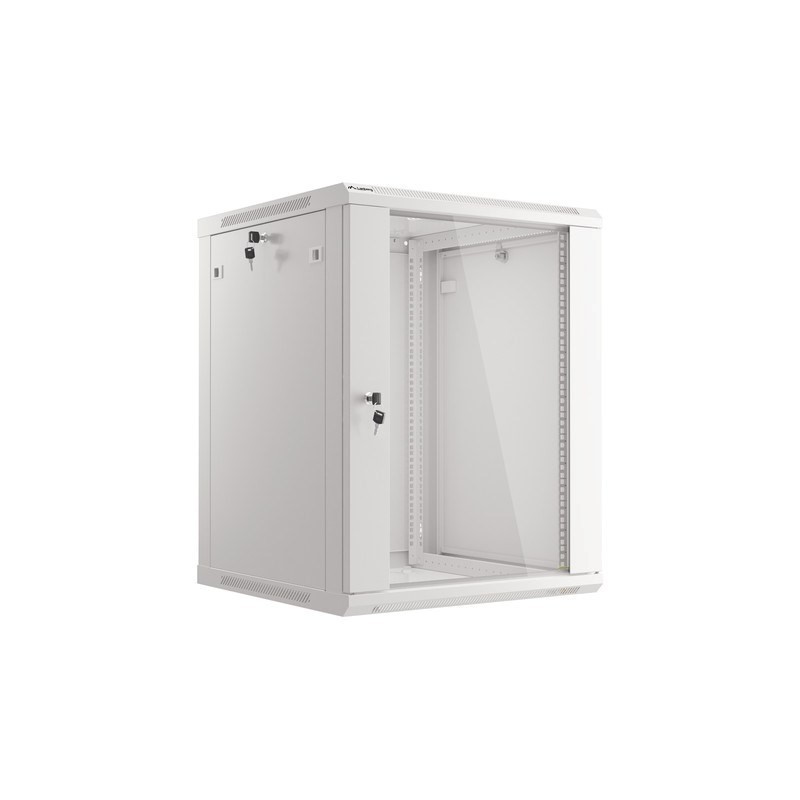 Lanberg :: Rack Cabinet 19? Wall-Mount 15U/600X600 (flat-pack) V2 Grey, Glass door