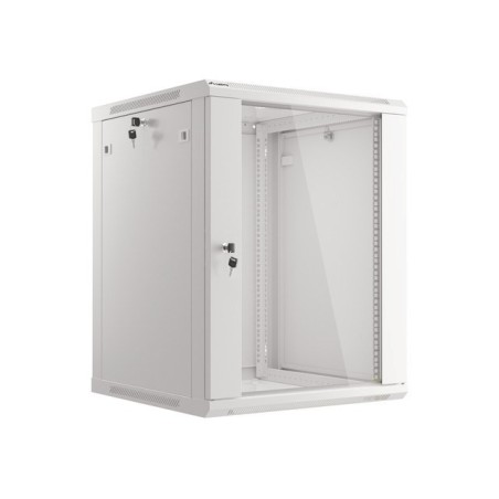 Lanberg :: Rack Cabinet 19? Wall-Mount 15U/600X600 (flat-pack) V2 Grey, Glass door