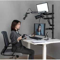 Uchwyt na monitor mikrofon kamerę i naświetlacz All-In-One Studio NanoRS, YouTube, 17"-32", max. 9kg, RS164