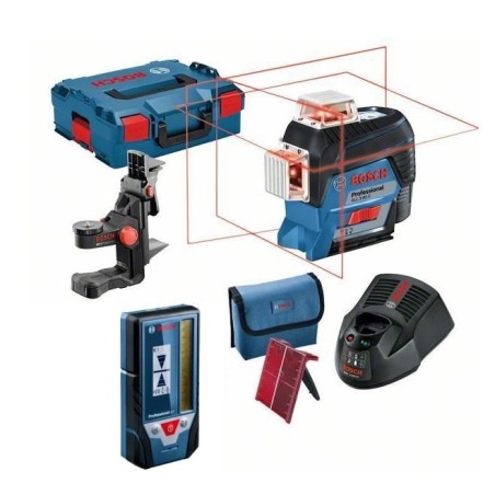BOSCH.LASER PŁASZCZYZNOWY GLL 3-80 C +UCHWYT BM 1 +ODBIORNIK LR 7 1x2,0Ah LB