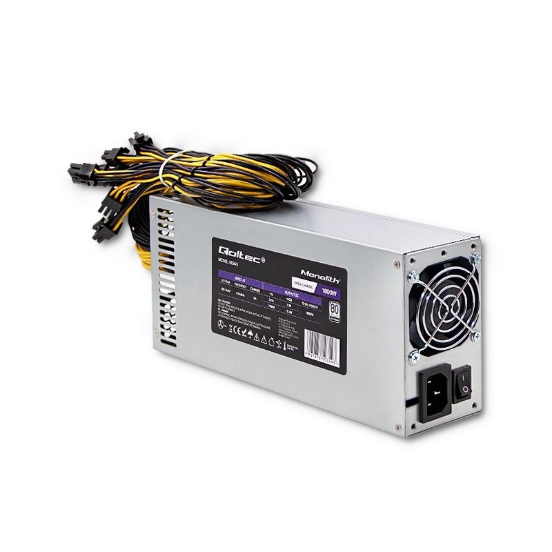 Qoltec Zasilacz PCI-E 1800W | 80 Plus Platinum | Data mining
