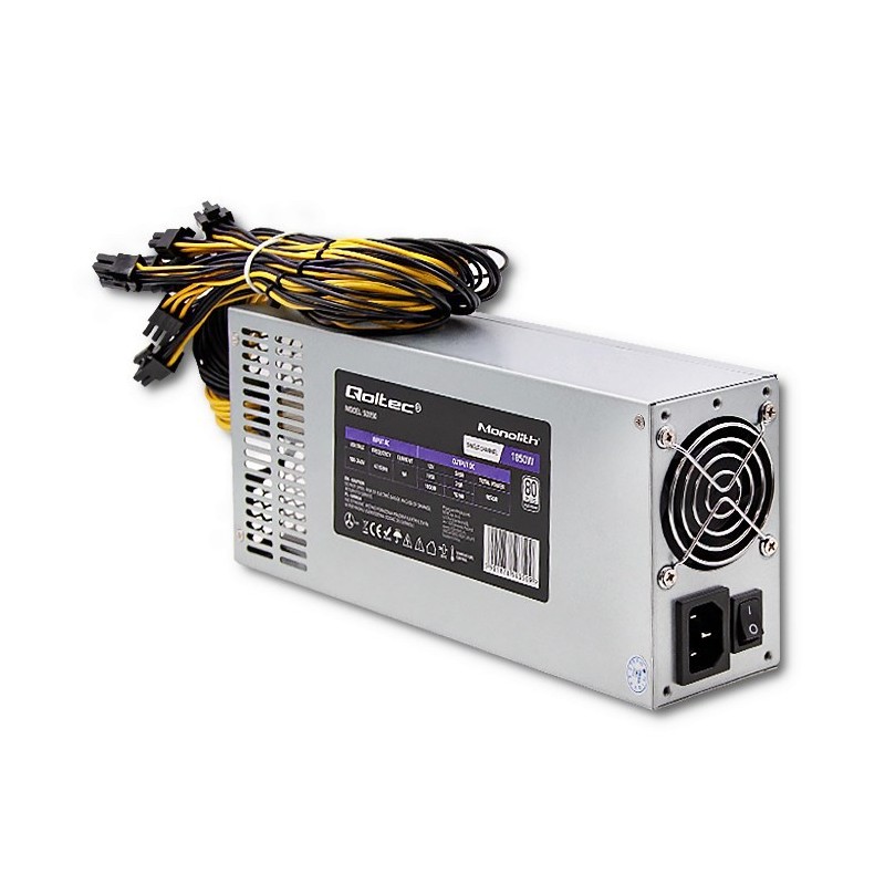 Qoltec Zasilacz PCI-E 1850W | 80 Plus Platinum | Data mining
