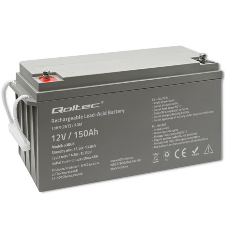 Qoltec Akumulator AGM | 12V | 150Ah | max. 2250A | 40.1kg
