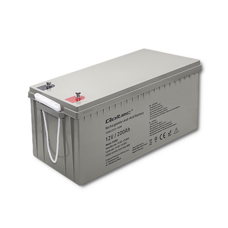 Qoltec Akumulator AGM | 12V | 200Ah | max. 3000A | 54.1kg