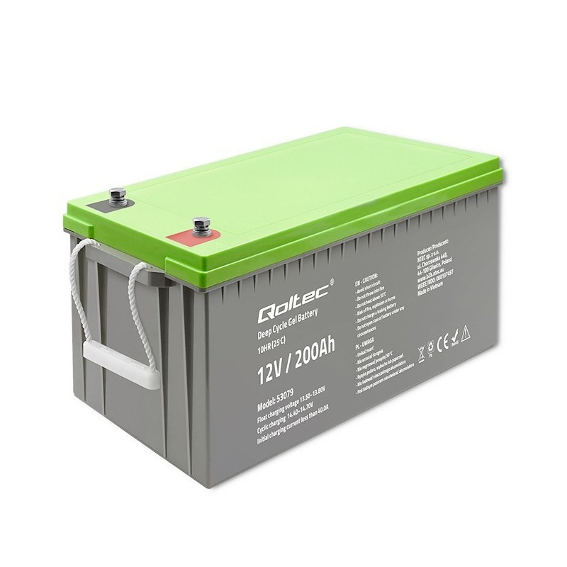 Qoltec Akumulator żelowy Deep Cycle | 12V | 200Ah | 62.5kg