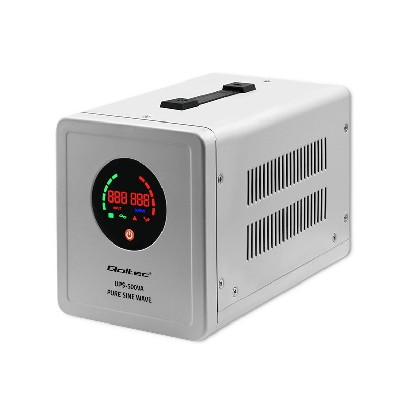 Qoltec Zasilacz awaryjny Pure Sine Wave UPS | 500VA | 350W | Szary