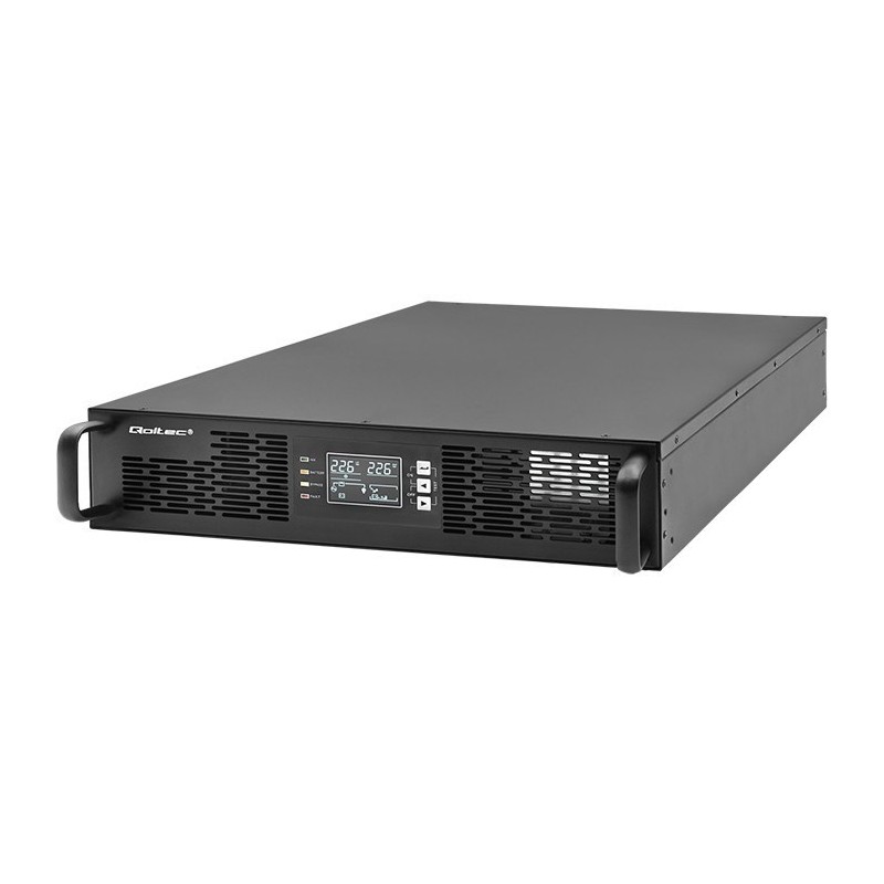 Qoltec Zasilacz awaryjny UPS do RACK | 3kVA | 3000W | Power Factor 1.0 | LCD | EPO | USB | On-line