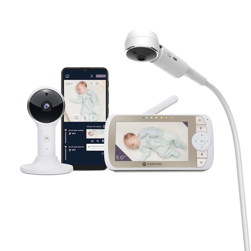 Motorola | Elektroniczna niania wideo Full HD Wi-Fi z uchwytem do łóżeczka | VM65X CONNECT 5.0" | Kolorowy wyświetlacz LCD o
