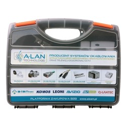Zestaw narzędzi instalatorskich w walizce (tester, nóż LSA, zaciskarka, stripper, wtyki RJ45) ALANTEC