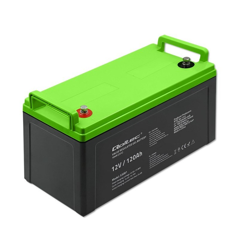 Qoltec Akumulator żelowy | 12V | 120Ah | GEL | 34.8kg
