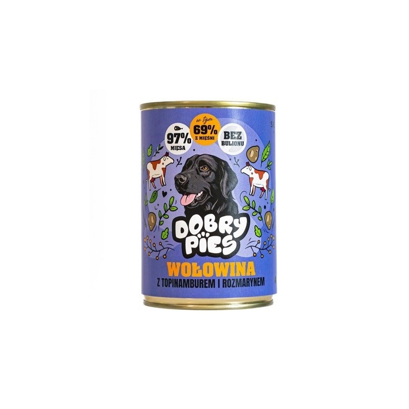 DOBRY PIES Wołowina z topinamburem i rozmarynem mokra karma dla psa 400g DOBRY PIES Wołowina z topinamburem i rozmarynem mokra karma dla psa 400g