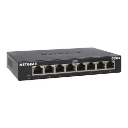 NETGEAR GS308-300PES łącza sieciowe Nie zarządzany L2 Gigabit Ethernet (10/100/1000) Czarny